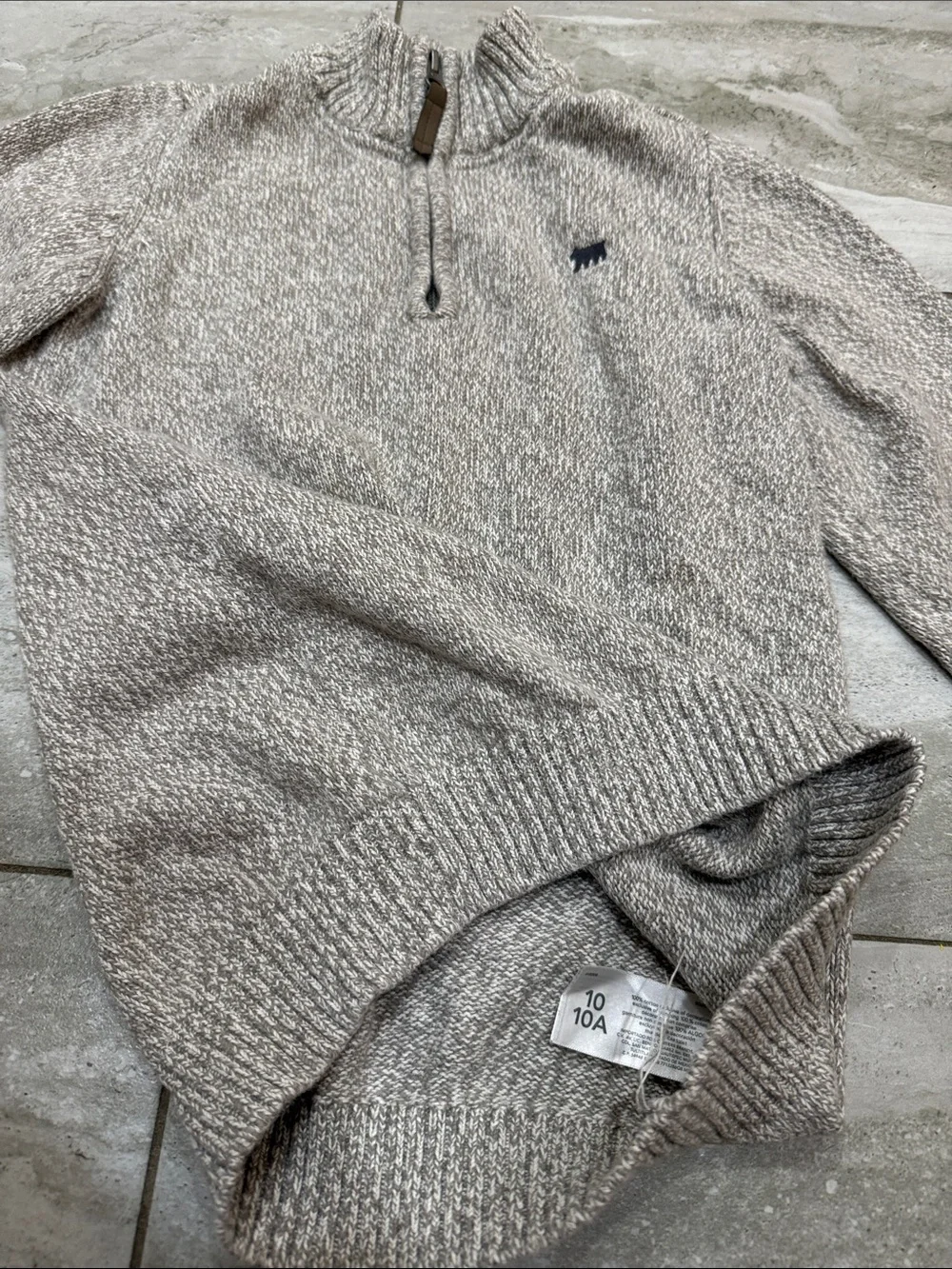 Carter's Men's Zip-Neck Heather Taupe Sweater